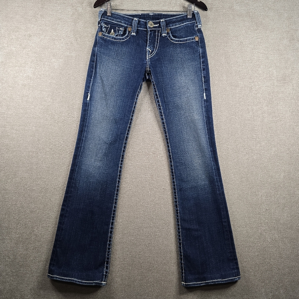 True Religion Womens Bootcut Jeans 28 (29x32 Actual) Dark Blue Denim Western (G5
